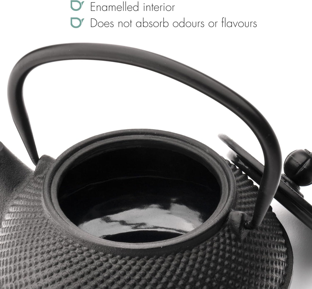 Bredemeijer Schwarze gusseiserne Teekanne 0.8 Liter Jang mit Edelstahlfilter