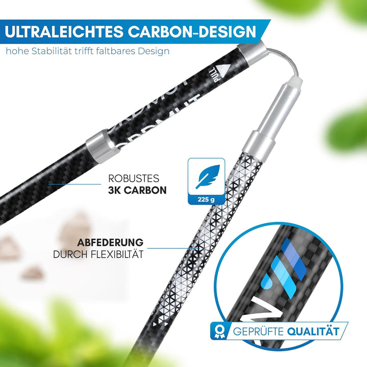 NORDMUT® Wanderstöcke faltbar aus ultraleichten Aluminium oder Carbon - ab 1,50m oder 1,65m - stabil