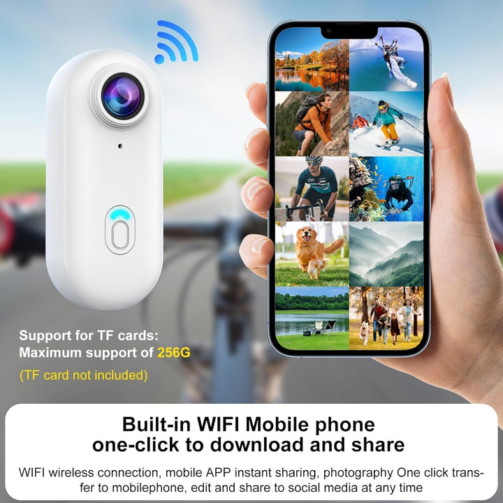 OBEST Mini Action Cam 360 Action Kamera WiFi Bodycam Körperkamera 1080P Wasserdicht Motorrad Helmkam