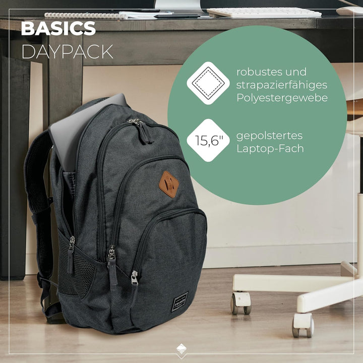 Travelite BASICS Rucksack aus wasserfestem Material, Schulrucksack & Rucksack Handgepäck mit Laptop