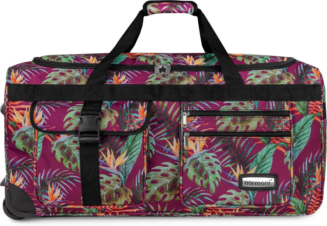 normani Reisetasche XXL Trolly mit Rollen Jumbo Travel Bag aus robustem Material Monstera / 80 Liter