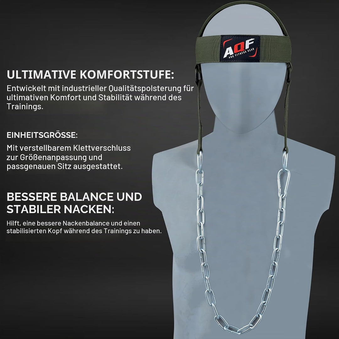 AQF Verstellbares Kopfgeschirr Tauchen Hals Builder Gürtel Gewichtheben Kette Neopren gepolstert Mil