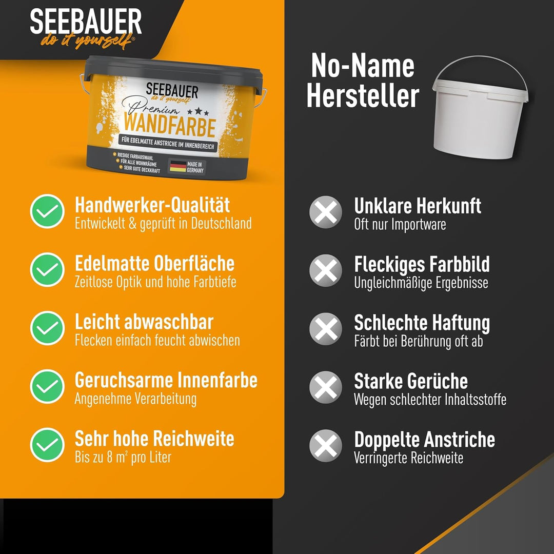 SEEBAUER diy® Wandfarbe Rot für Innen (No. 326 Cherry Kiss 5,0 Liter) Edelmatte Rottöne hohe Deckkra