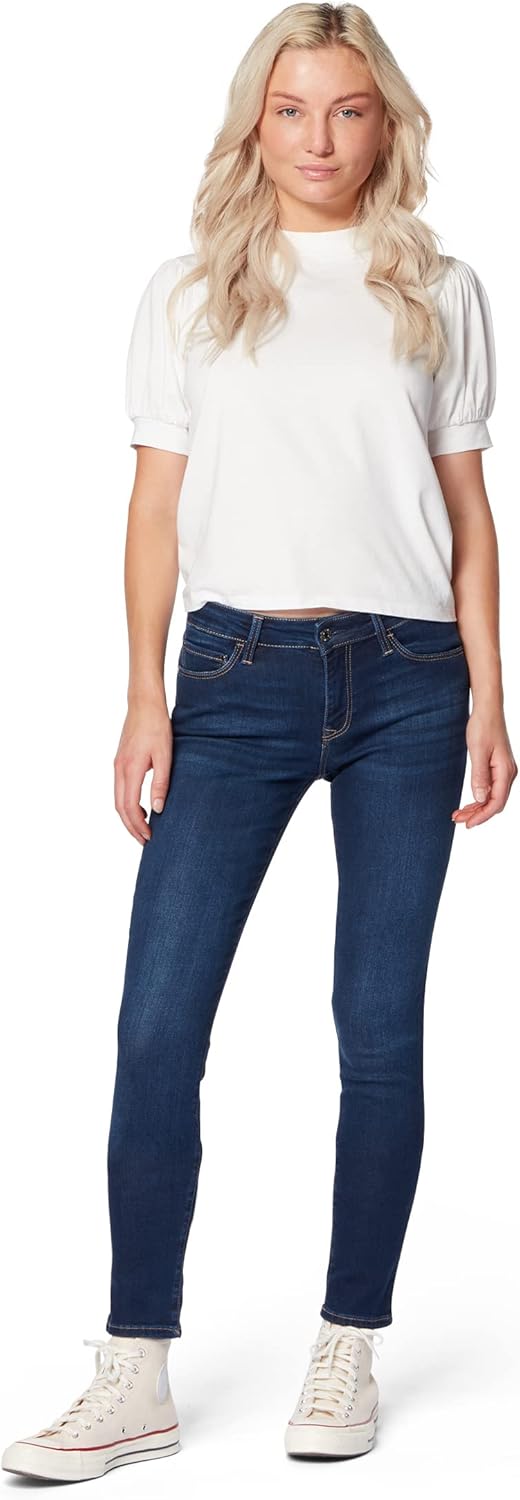Mavi Damen Damen Jeans Hose Adriana Stretchdenim Light Indigo Glam [22737] 24W / 28L Dark Brushed De