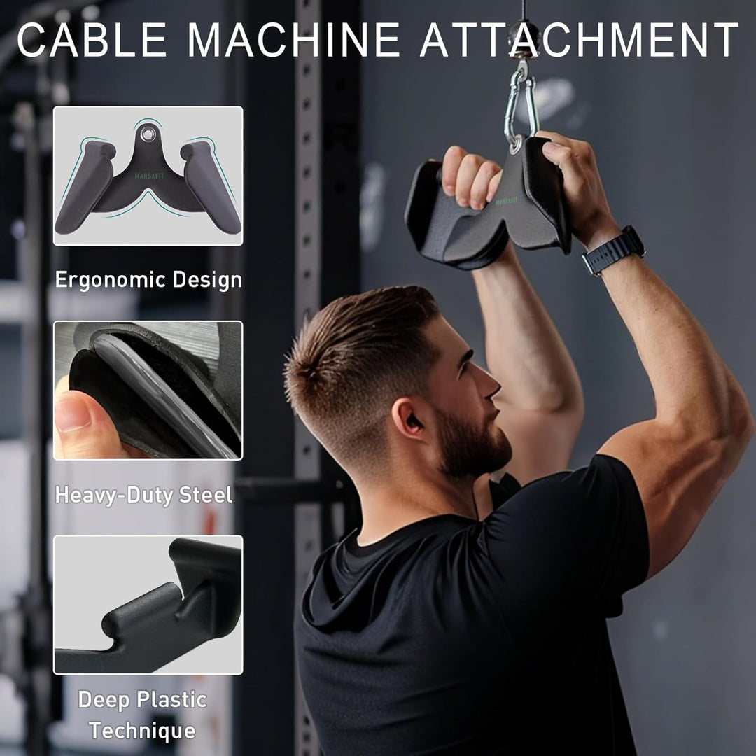 LAT Pulldown Attachments, Wide Grip LAT Pull Down Bar T bar Row Attachment，V Bar Tricep Bar, Strengt