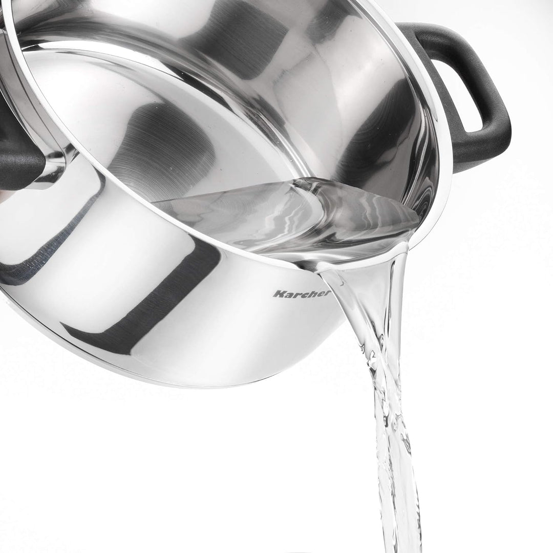 Karcher Topfset Mia aus Edelstahl, Kochgeschirr Induktion-Kochtopf-Set, Töpfe mit Glasdeckel/Pfanne/