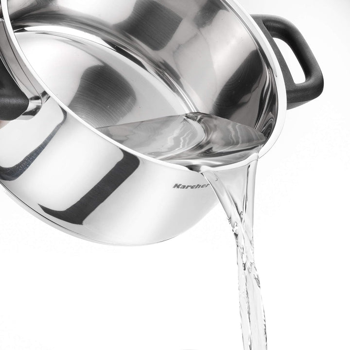 Karcher Topfset Mia aus Edelstahl, Kochgeschirr Induktion-Kochtopf-Set, Töpfe mit Glasdeckel und Sti