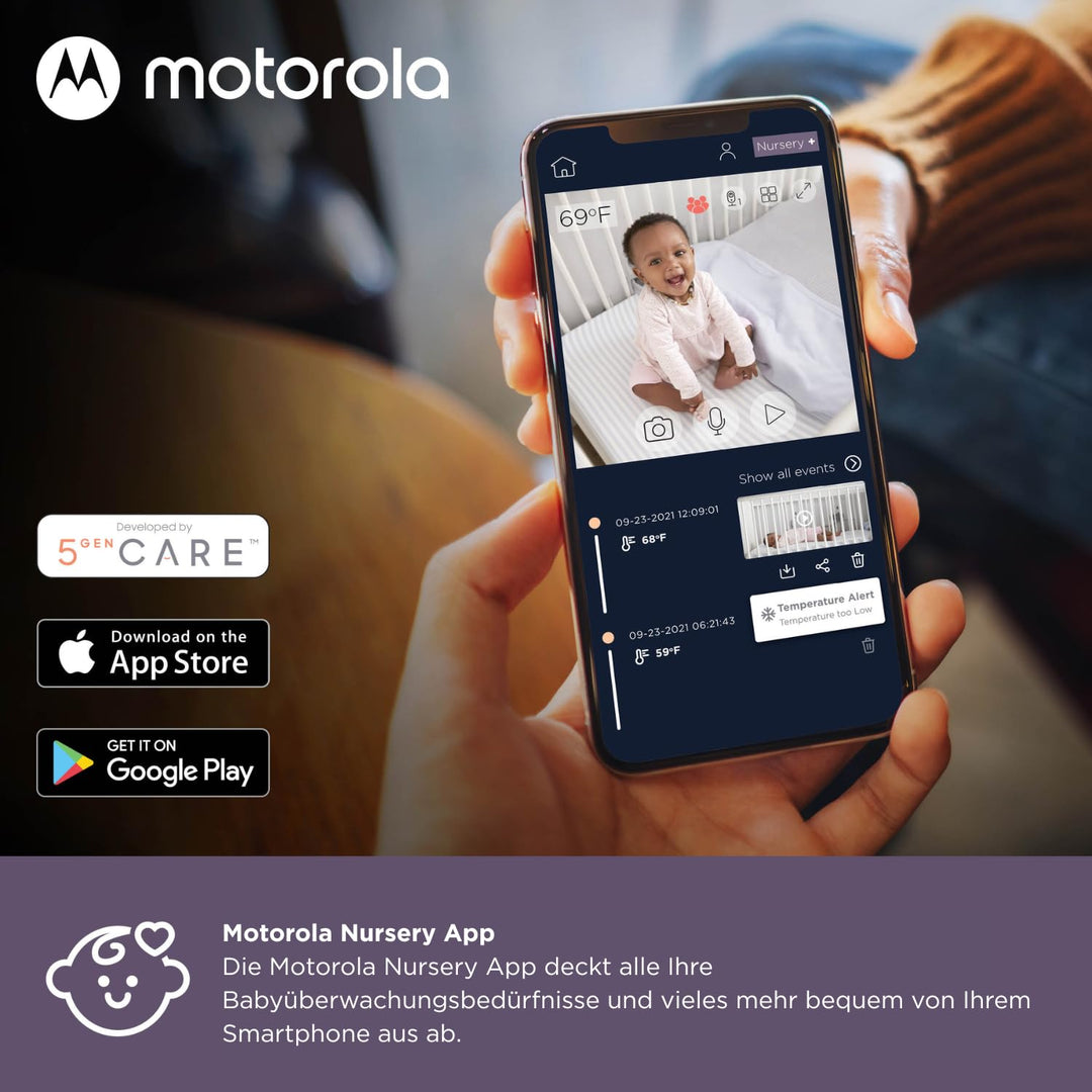 Motorola Nursery Babyphone mit Kamera - Baby Monitor VM85 Connect - Überwachungskamera Innen mit Far