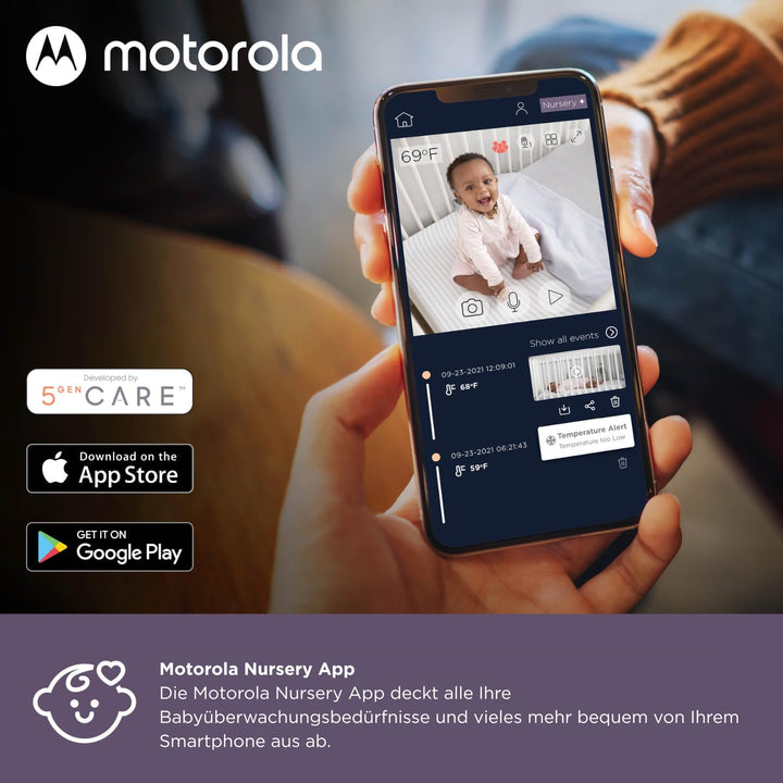 Motorola Nursery Babyphone mit Kamera - Baby Monitor VM85 Connect - Überwachungskamera Innen mit Far