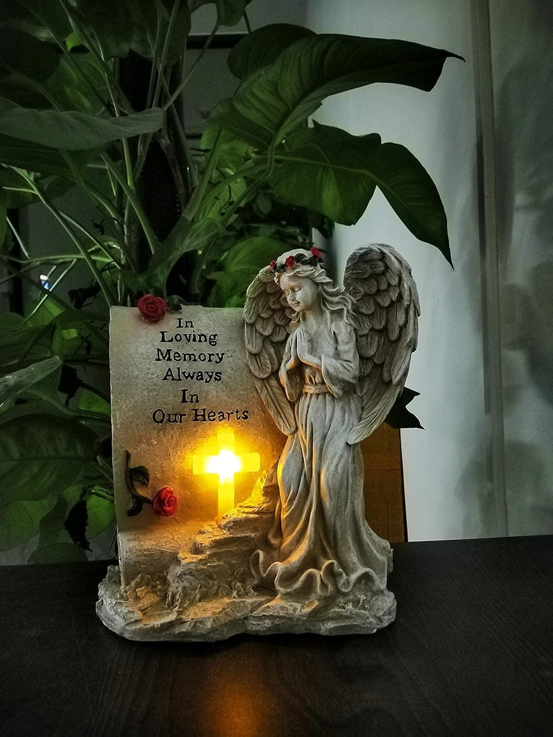 Malister Trauergeschenke – Gartenengel, Statue, Trauergeschenk mit Solar-LED-Licht, Gedenkgeschenke,