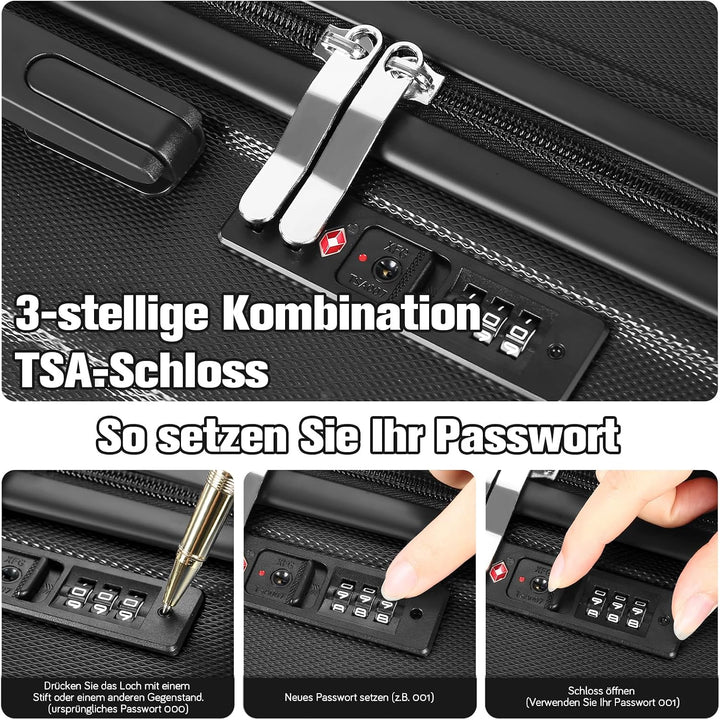 Zwillingsrollen 4 Teilig Hartschalen Kofferset mit Rollen &amp; TSA-Schloss, Leicht Koffer &amp; Trolleys Ha