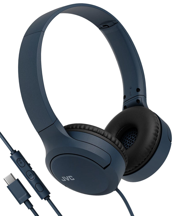 JVC HA-S33UC-A USB-C On-Ear-Kopfhörer, weiche Ohrpolster, faltbar, mit Mikrofon &amp; 3-Tasten-Fernbedie