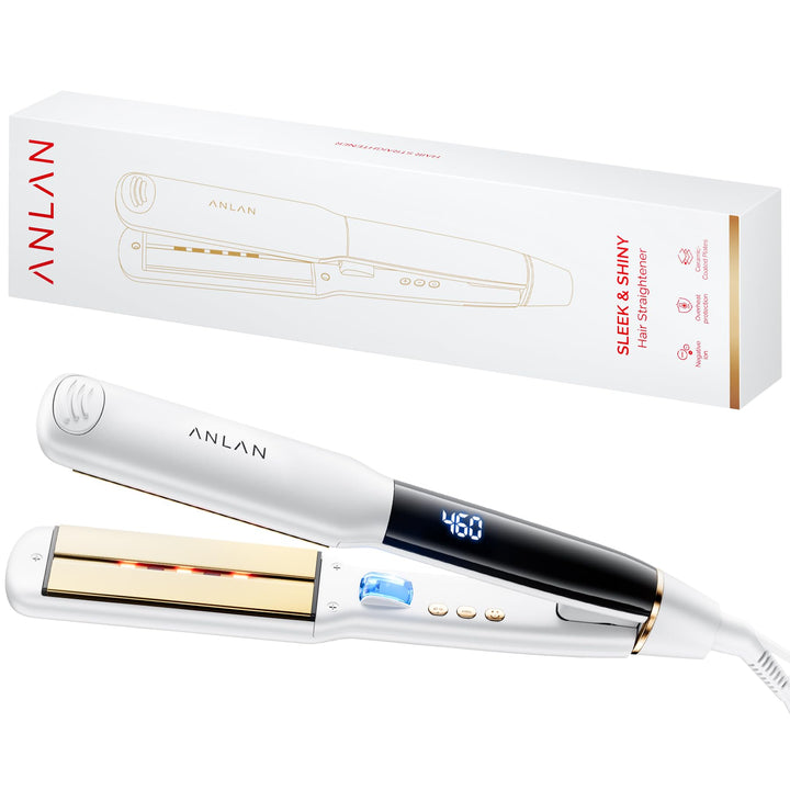 ANLAN Glätteisen und lockenstab 2 in 1, Professionelles Ionen glätteisen, Anti-Statisch, Rotlicht&In