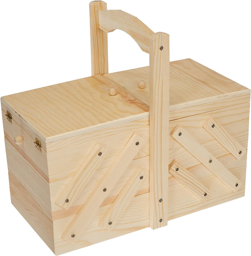 Artemio 14001893 Nähkästchen zum Dekorieren aus Holz, Beige, 32 x 16 x 29 cm