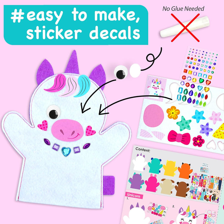 Einhorn Hand-Puppen Set für Kinder 5-8 Jahre - DIY Bastelkit - 8 Projekte - Kreatives Rollenspiel