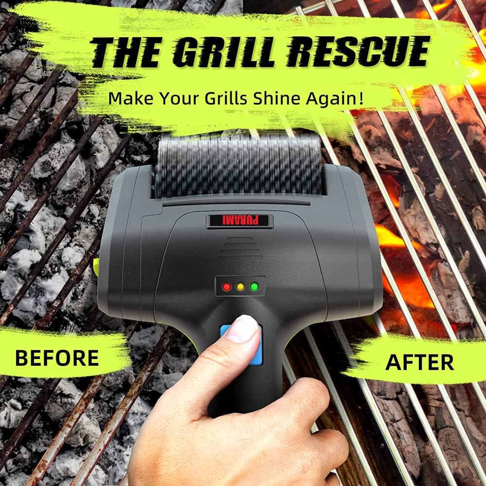Motorisierte Grillbürste PURAMI Safe Grillen Rescue Geschenk No Shedding Bristles, 360° Rotating Cle