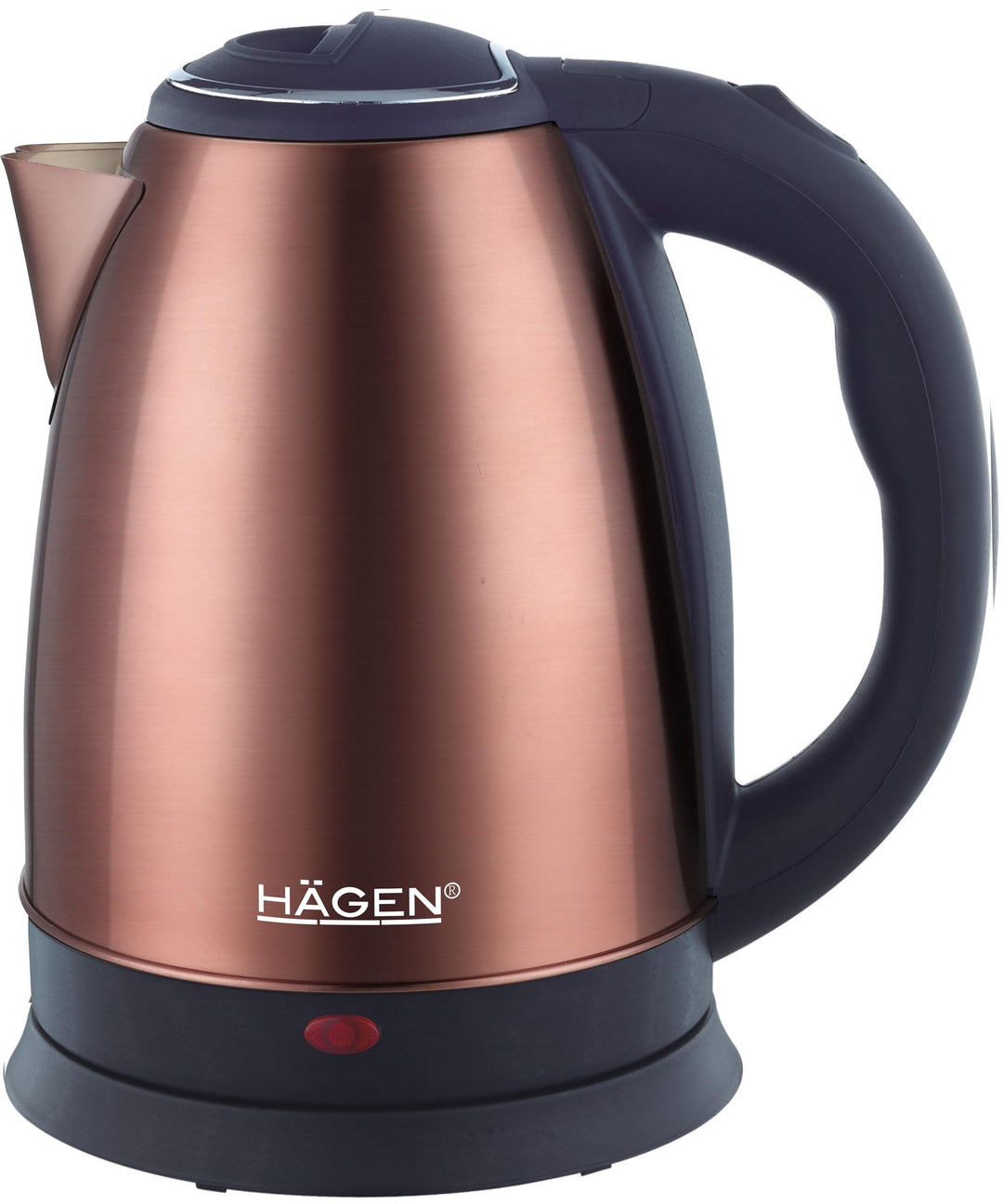 Hagen, Kompakter elektrischer Wasserkocher aus Edelstahl, Elegantes Design, 360° Basis, Kapazität 1,