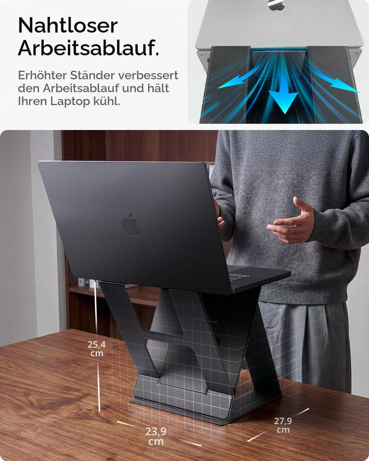 Spigen Slim Fold Laptop Ständer, Faltbare Laptop Halterung, Ergonomischer Erhöhung mit Doppelwinkel