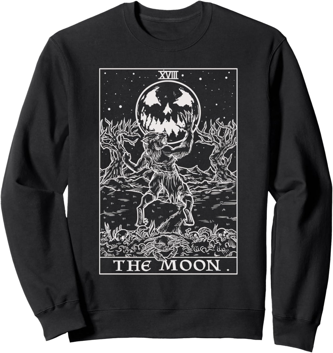 The Moon Tarot-Karte Halloween Werwolf Gothic Horror Hexe Sweatshirt