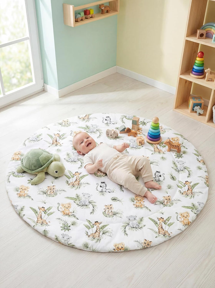 TupTam Baby Spielmatte Kinder Grosse Spieldecke Gepolstert XXL Krabbeldecke 120 x 120 cm Babyzimmer