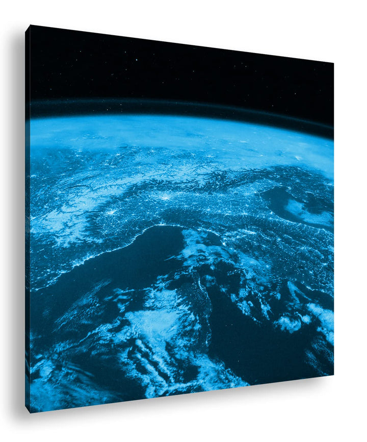 Sicht aus der ISS auf die Erde Format: 60x60 Effekt: Zeichnung als Leinwandbild, Motiv auf Echtholzr