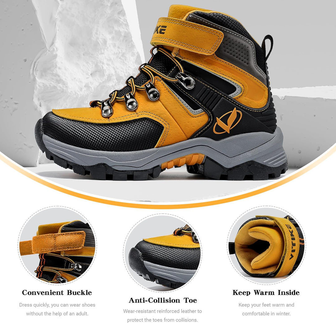 ASHION Winterschuhe Jungen Schneestiefel Kinder Mid Gefütterte Winterstiefel Wanderschuhe Trekking B