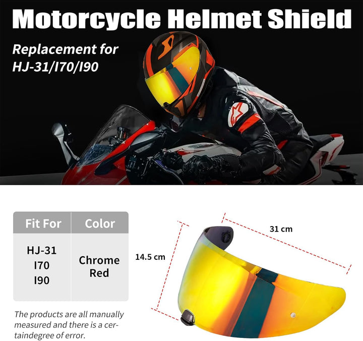 Visier Helm für Hjc i70 i10 HJ-31,Motorradhelm Visier,Motorrad Windschutz Helm Objektiv Visier,Vollg