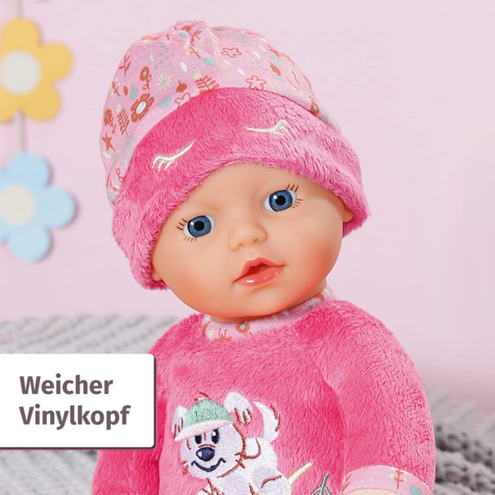 BABY born Sleepy for babies pink, waschbare Stoffpuppe mit herunterziehbarer Mütze und integrierter
