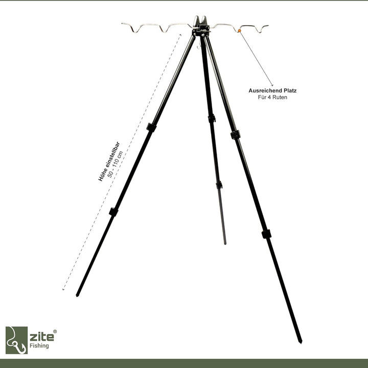 Zite Fishing Tripod Rutenständer – Teleskop Feeder-Angeln Rutenhalter 50-110cm – Rod Pod Alternative
