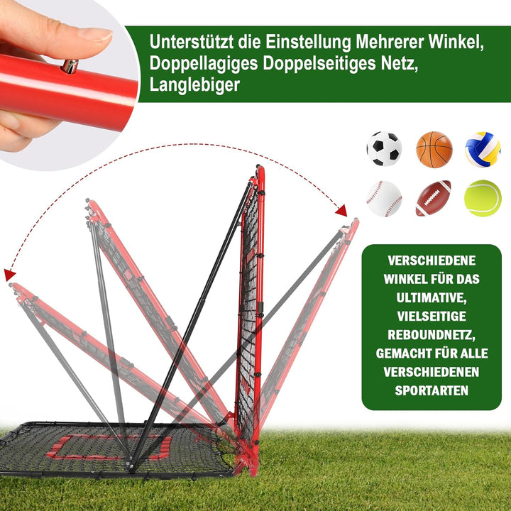 Fussball Rebounder, 85x85cm/120x120cm Rebounder für Fussball, Verstellbar mit 8 Winkeln, Doppellagig