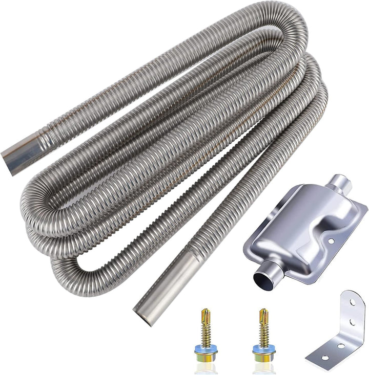 Abgasschlauch für Stromerzeuger, 300CM Auto Edelstahl Abgasrohr und Schalldämpfer, mit Zwei Edelstah