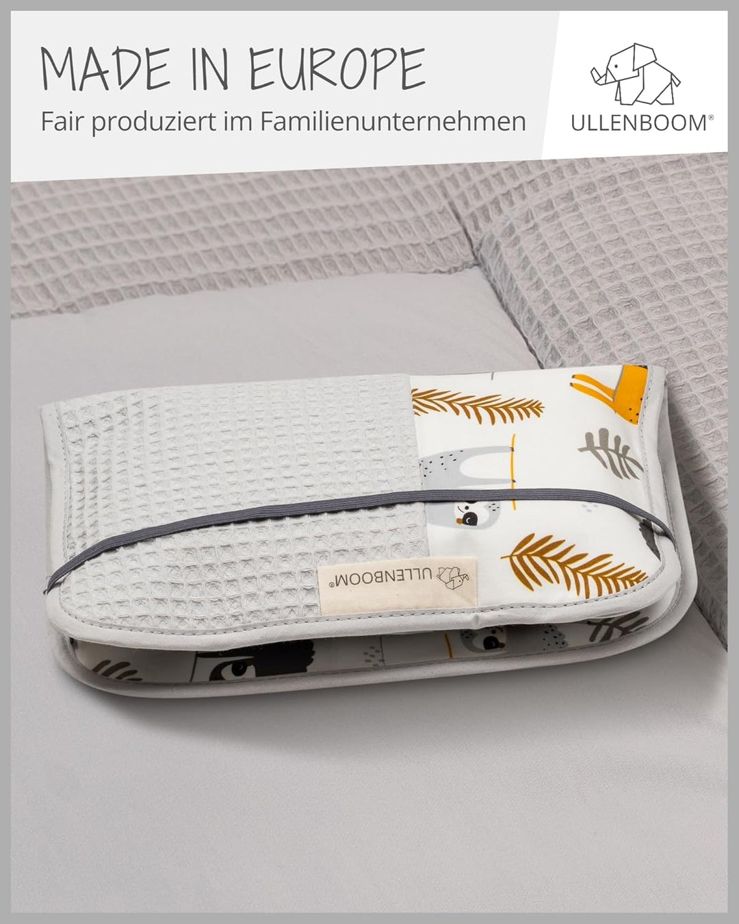 ULLENBOOM Windeltasche für unterwegs, Grau Faultiere, Made in EU - Wickeltasche für bis zu 3 Windeln