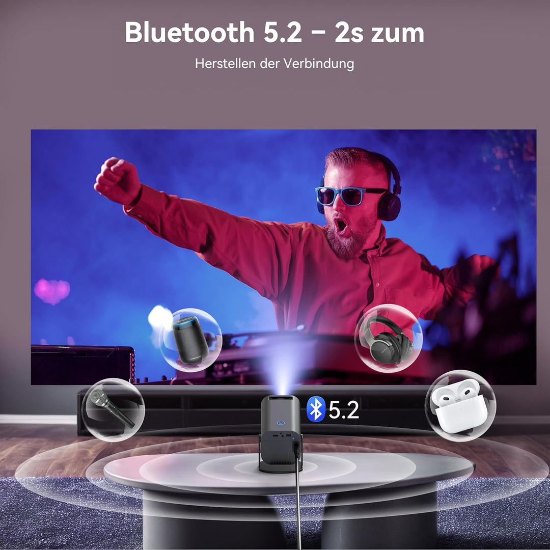 Polocsh Mini Beamer, Beamer 4k Unterstützt 1080P Full HD, Mini Projektor mit Android11.0, WLAN6 und