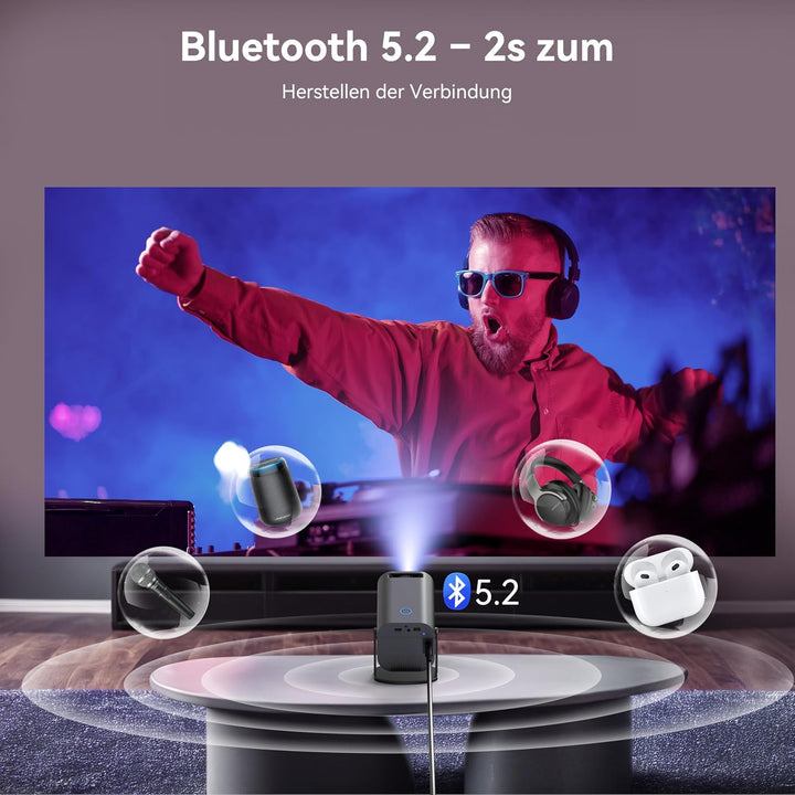 Polocsh Mini Beamer, Beamer 4k Unterstützt 1080P Full HD, Mini Projektor mit Android11.0, WLAN6 und