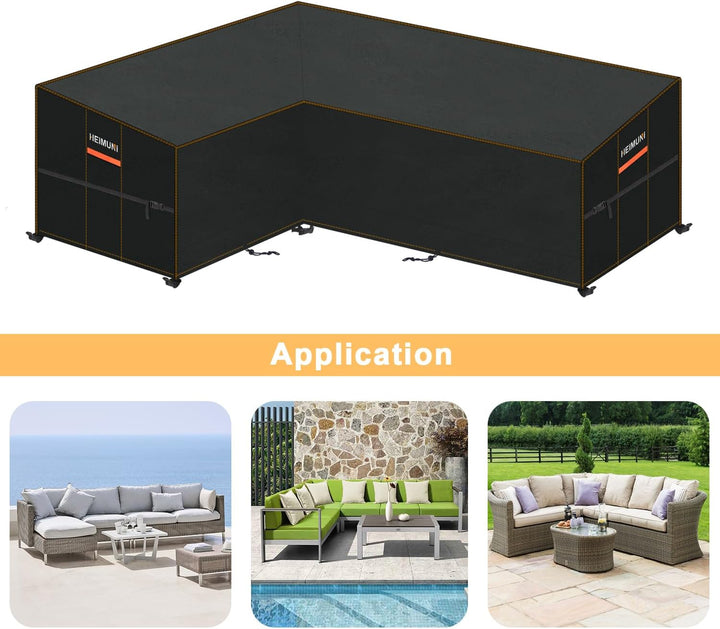 HEIMUNI Gartenmöbel Abdeckung für L-Form Sofas Wasserdicht Ecksofa Abdeckplane mit Belüftungsöffnung