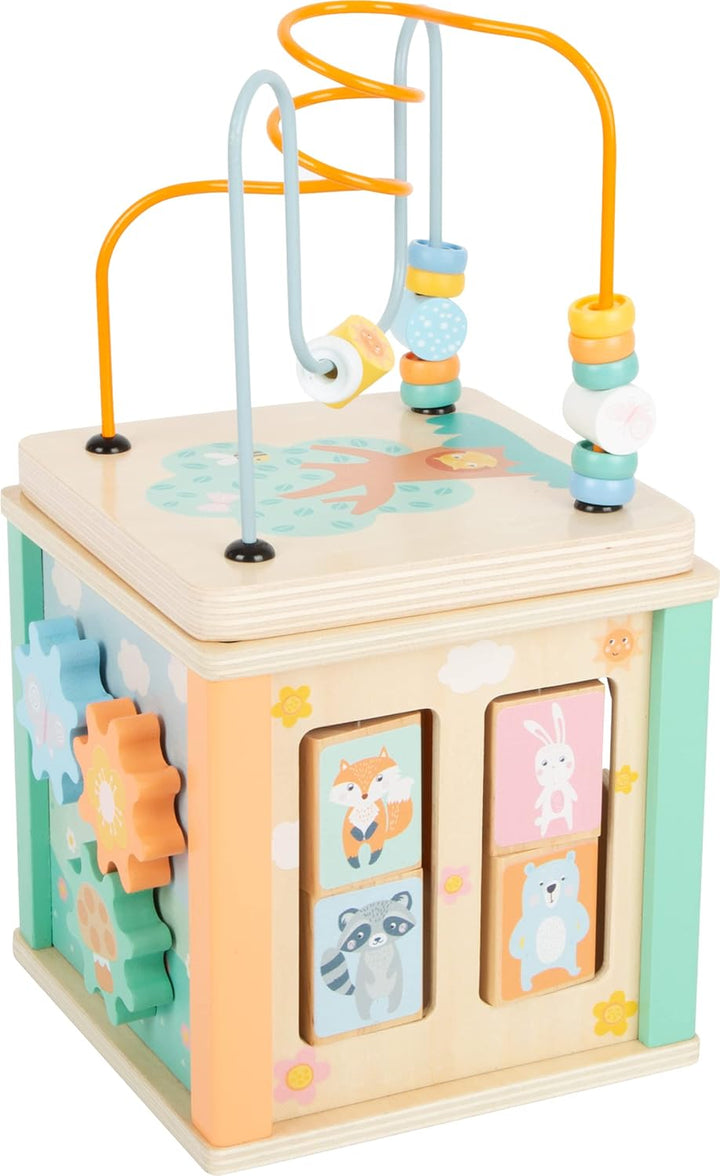 small foot Motorikwürfel Pastell, Motorikspielzeug für Kleinkinder, bespielbar von fünf Seiten, ab 1
