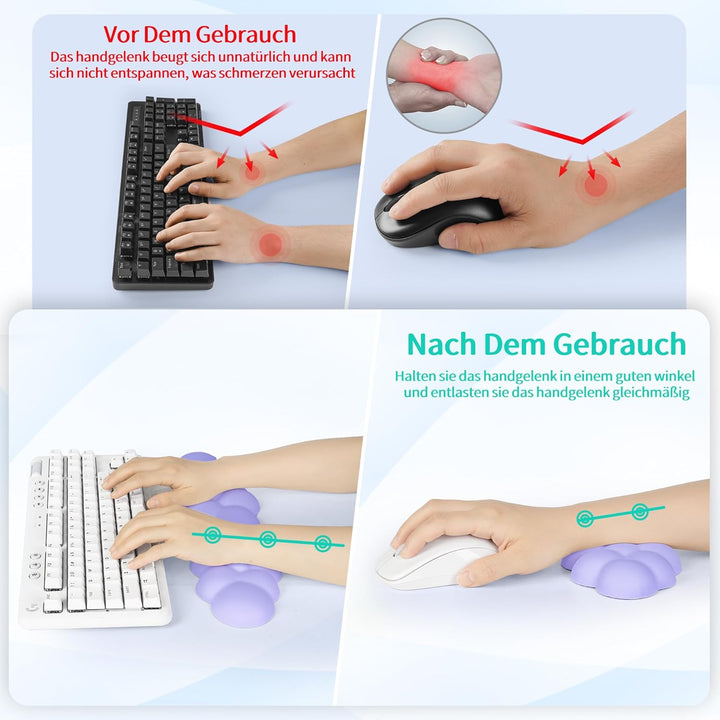 Sushret Wolke Handballenauflage Tastatur, Ergonomisches Wolke Handauflage Tastatur Mit Pu Leder Memo