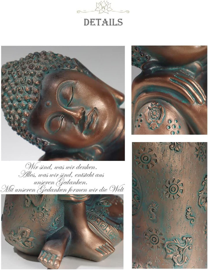 Vivi Idee schlafende Buddha Figur Statue Skulptur, Tischdeko Meditation Thailand, Deko Wohnzimmer Ba