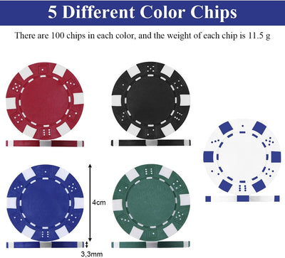 COSTWAY Pokerset mit 500 Laser-Chips | Pokerkoffer Alu | Pokerchips | Poker Komplett Set | Pokerkoff