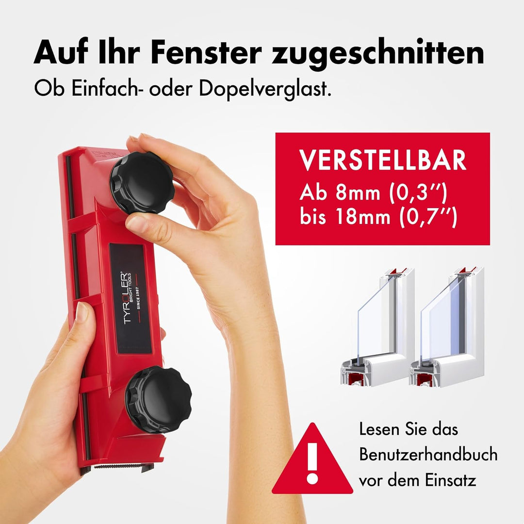 Tyroler Fensterreiniger mit regulierbarer Magnetkraft The Glider D-2 AFC | Fensterputzen leicht gema