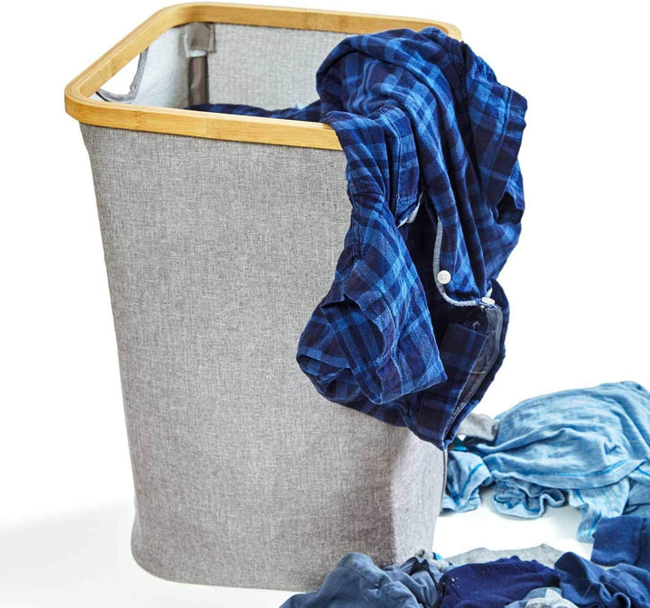 Faltbarer Wäschekorb mit Ring aus ökologischen Bambus ca. 50x32cm & 50 Liter Inhalt| Wäschesortierer