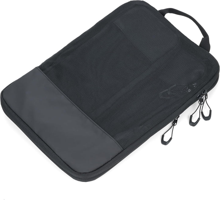 Reise-Kompressionstaschen Set – TROIKA BLACK PACKING CUBES – 3 Packtaschen mit zusätzlichem Kompress