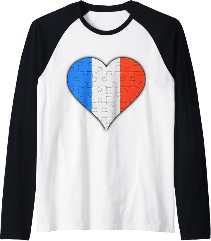 Frankreich Französisch Flagge Herz Raglan