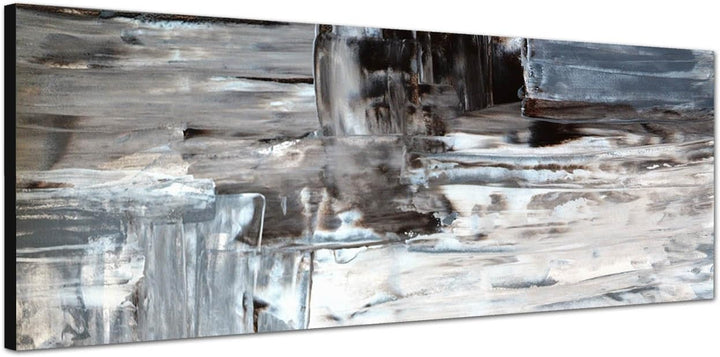 Paul Sinus Art Panoramabild auf Leinwand und Keilrahmen 150x50cm Kunstmalerei abstrakt braun grau