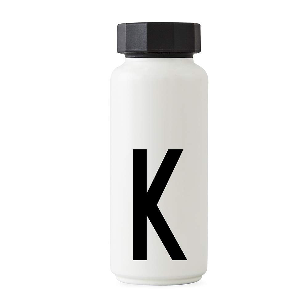 Design Letters Persönliche Edelstahl Trinkflasche Weiss (K) |500 ml| Kohlensäure geeignet BPA-Frei T