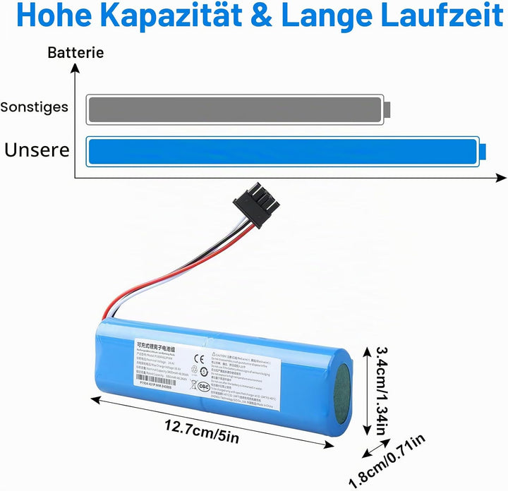 14,4 V 3400 mAh Li-Ion-Ersatzakku Kompatibel mit Xiaomi Mop 2s/ Mop pro/Mop p/Mijia STYTJ02YM, Conga