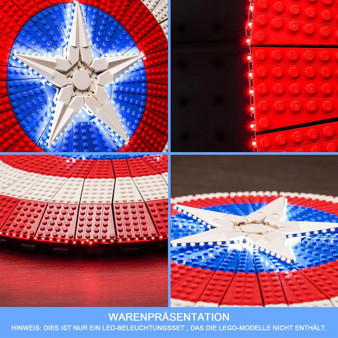 LocoLee Led Licht Set Kompatibel mit Lego Captain Americas Schild Set, Led Beleuchtungs Set Compatib