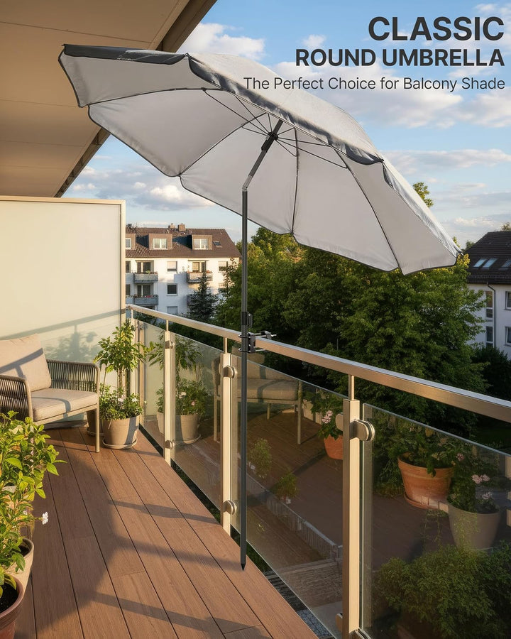 4smile Sonnenschirm balkon Ø 160 cm SunnyJoy, Anthrazit - UPF 50+ Strandschirm, sicherer Sonnenschut