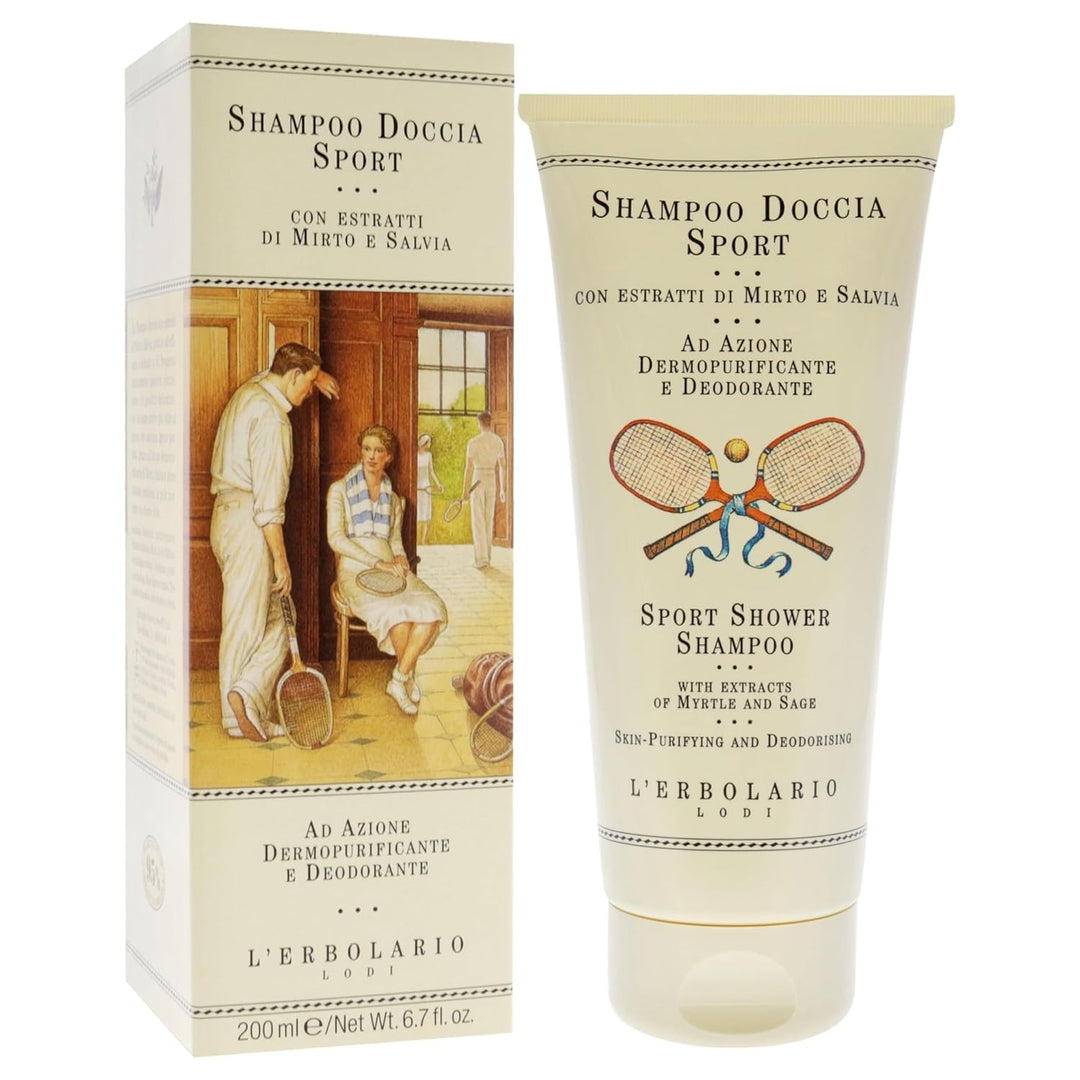 L'Erbolario Sport Dusch-Shampoo mit Myrte und Salbei, 1er Pack (1 x 200 ml) 200 ml (1er Pack), 200 m
