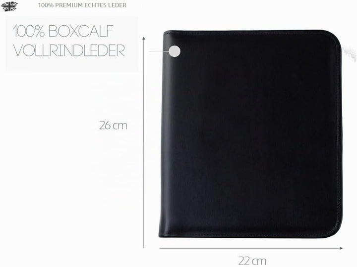 DELMON VARONE - Personalisierbare Tablet und Smartphone Schreibmappe DIN A5 aus Premium Boxcalf Lede